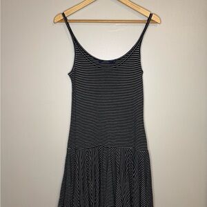 Polo by Ralph‎ Lauren Black and White Striped Midi Dress Size Small